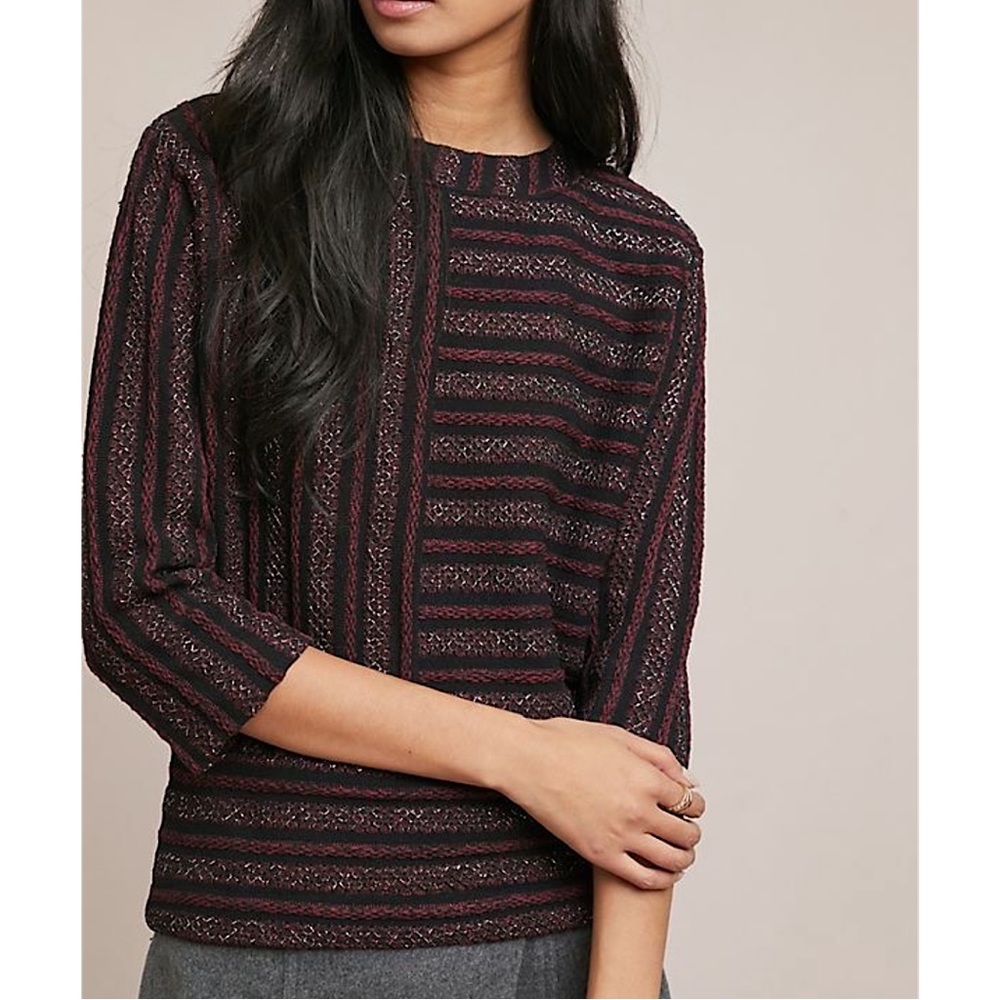 Anthropologie Sz M Metallic Striped Sweater by Akemi + Kin EUC
